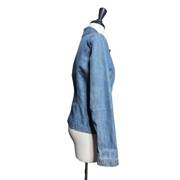 Rare Made in Italy Denim Jacket with Art Painted Floral Design Embellished Size - Picture 3 of 7